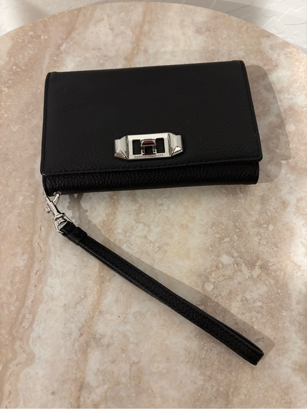 Rebecca Minkoff Black Leather Wristlet Wallet iphone case